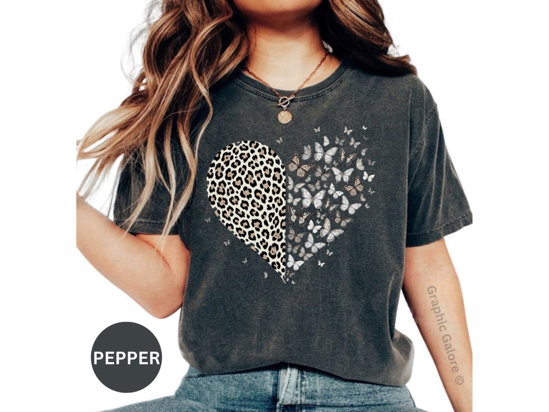 Leopard Heart Butterfly T-Shirt