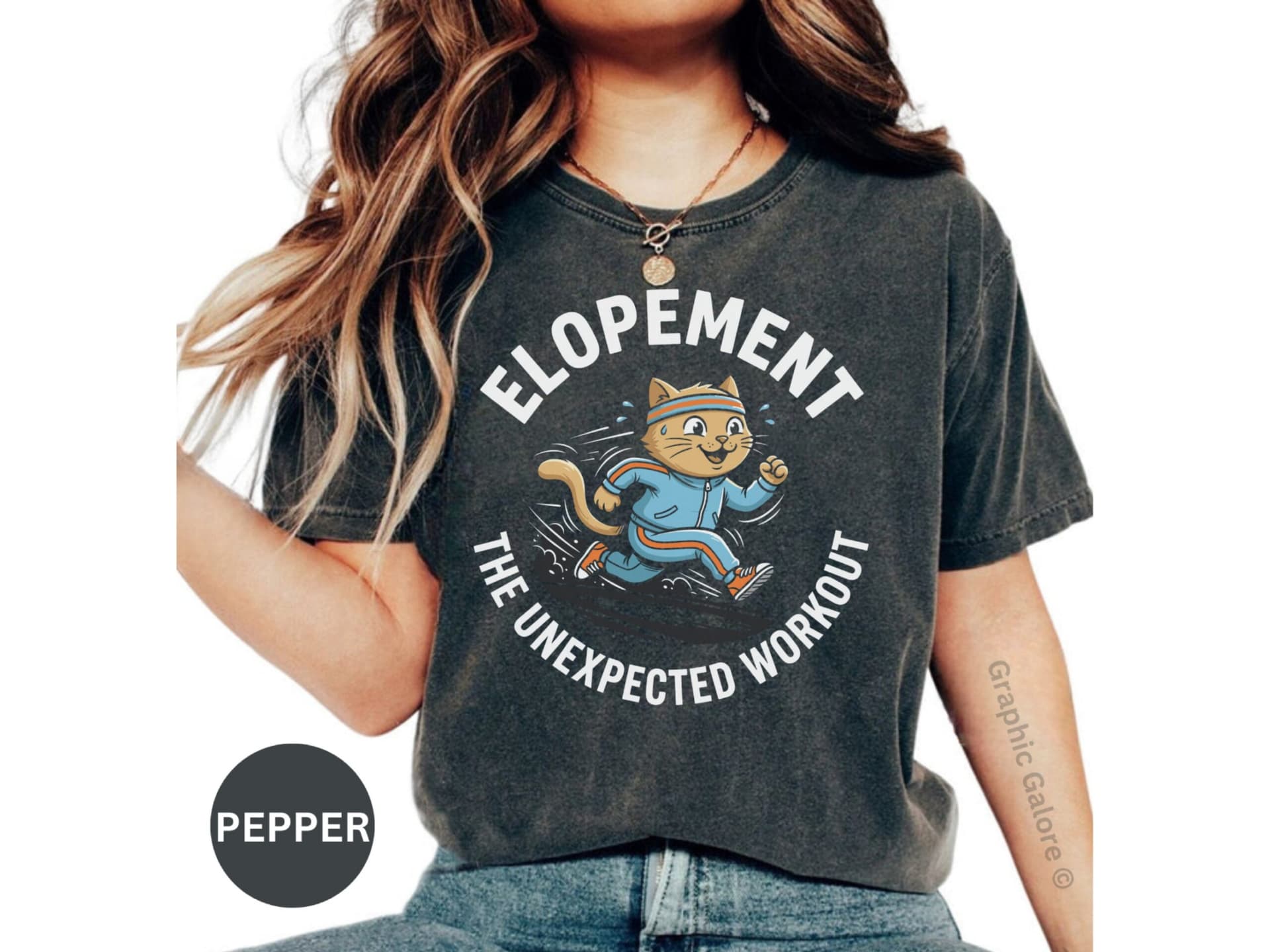 Elopement The Unexpected Workout Funny Cat Running T-Shirt