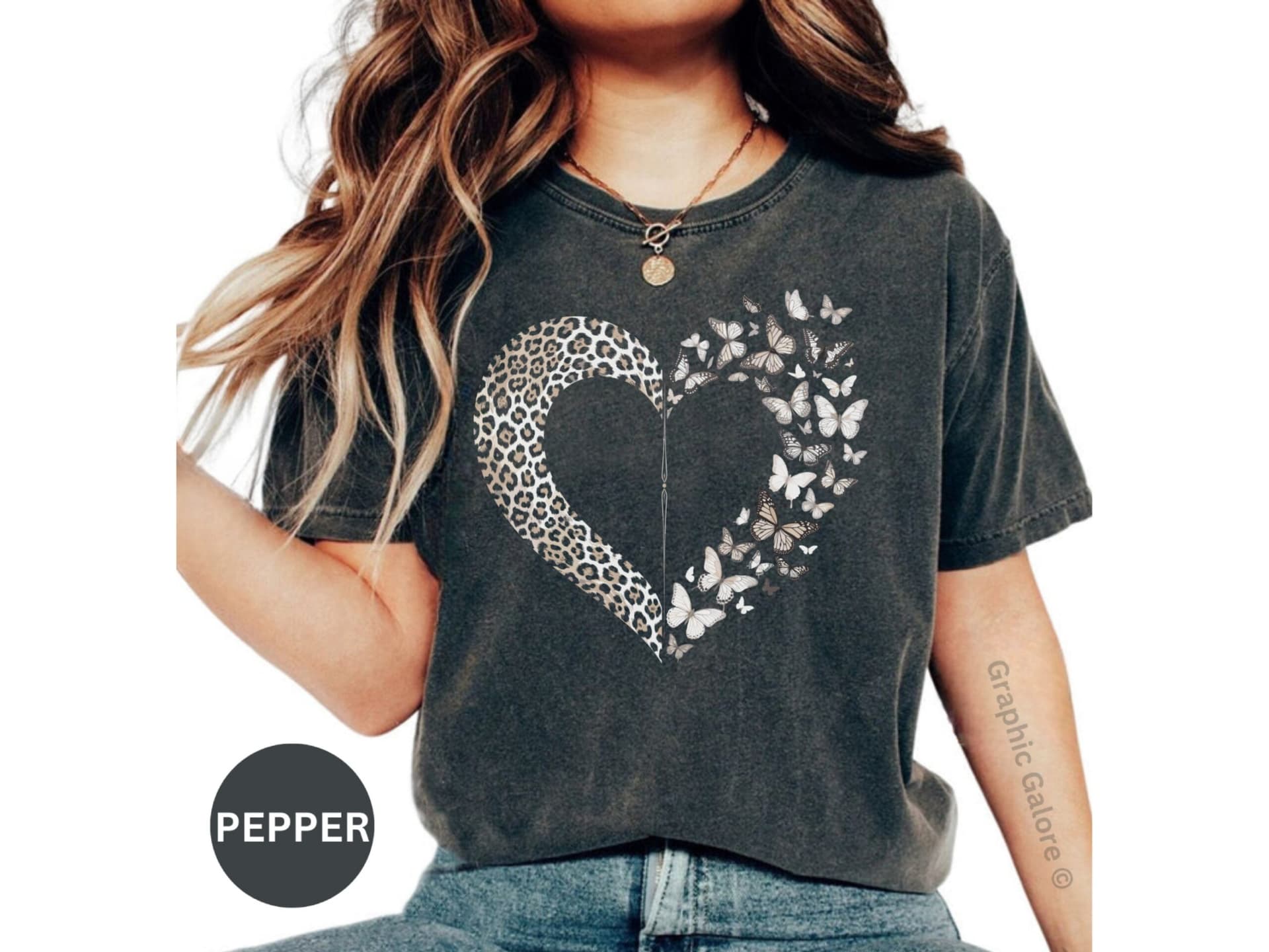 Leopard Butterfly Heart T-Shirt