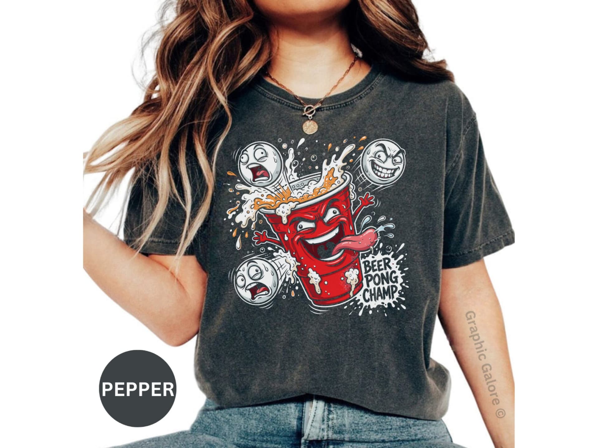 Beer Pong Champ Funny Graphic T-Shirt