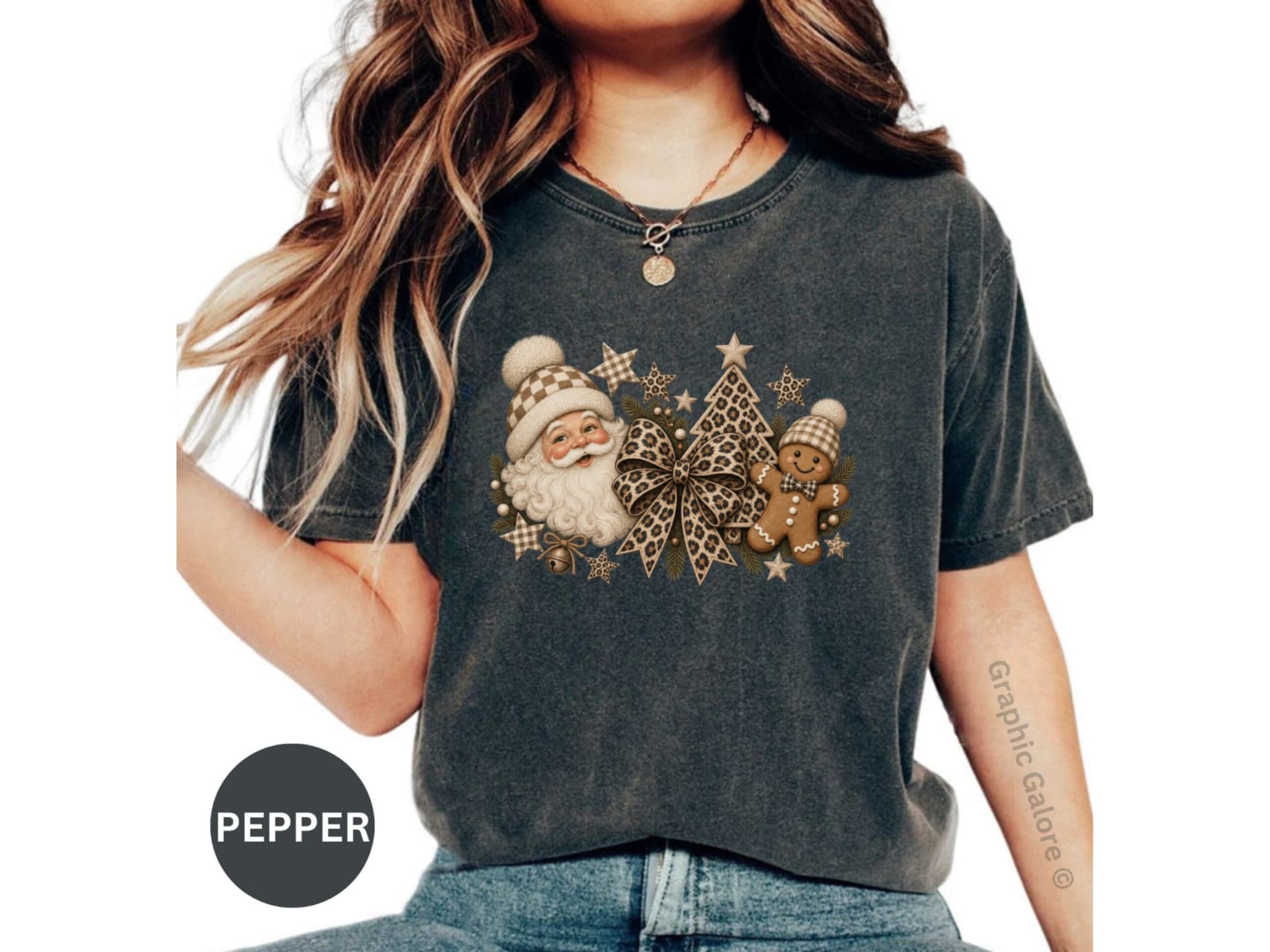 Vintage Santa Leopard Christmas T-Shirt