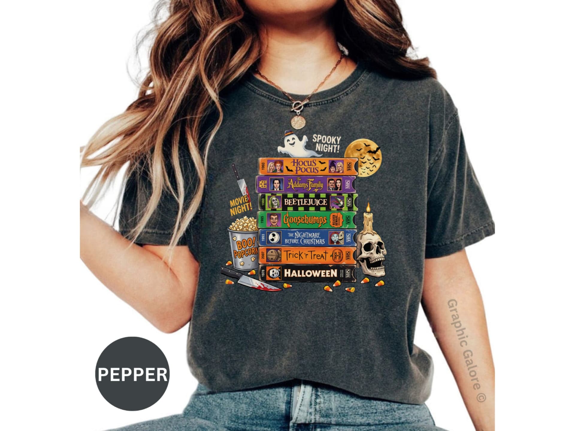 Retro Spooky VHS Movie Night T-Shirt