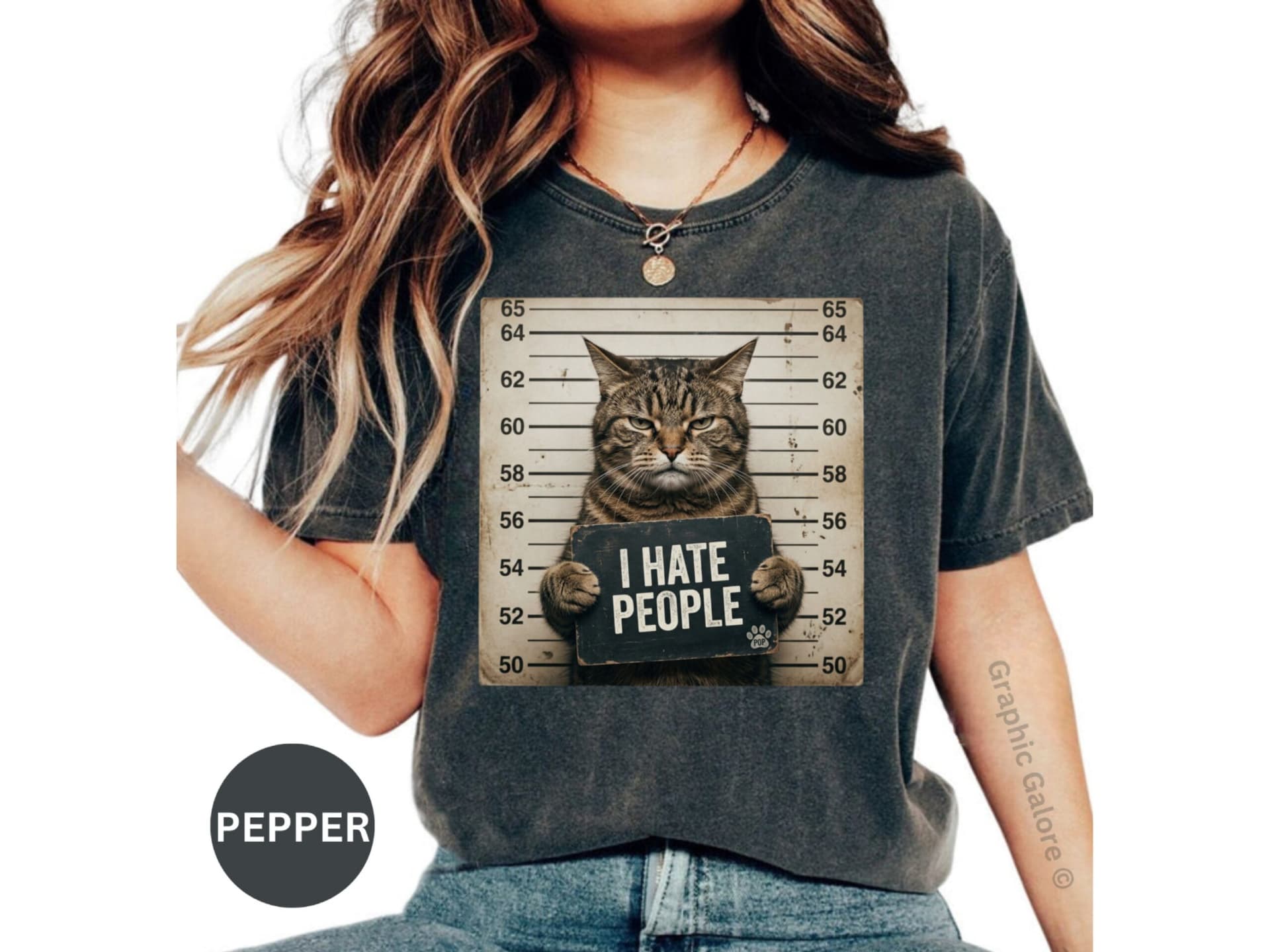 I Hate People Cat Mugshot T-Shirt