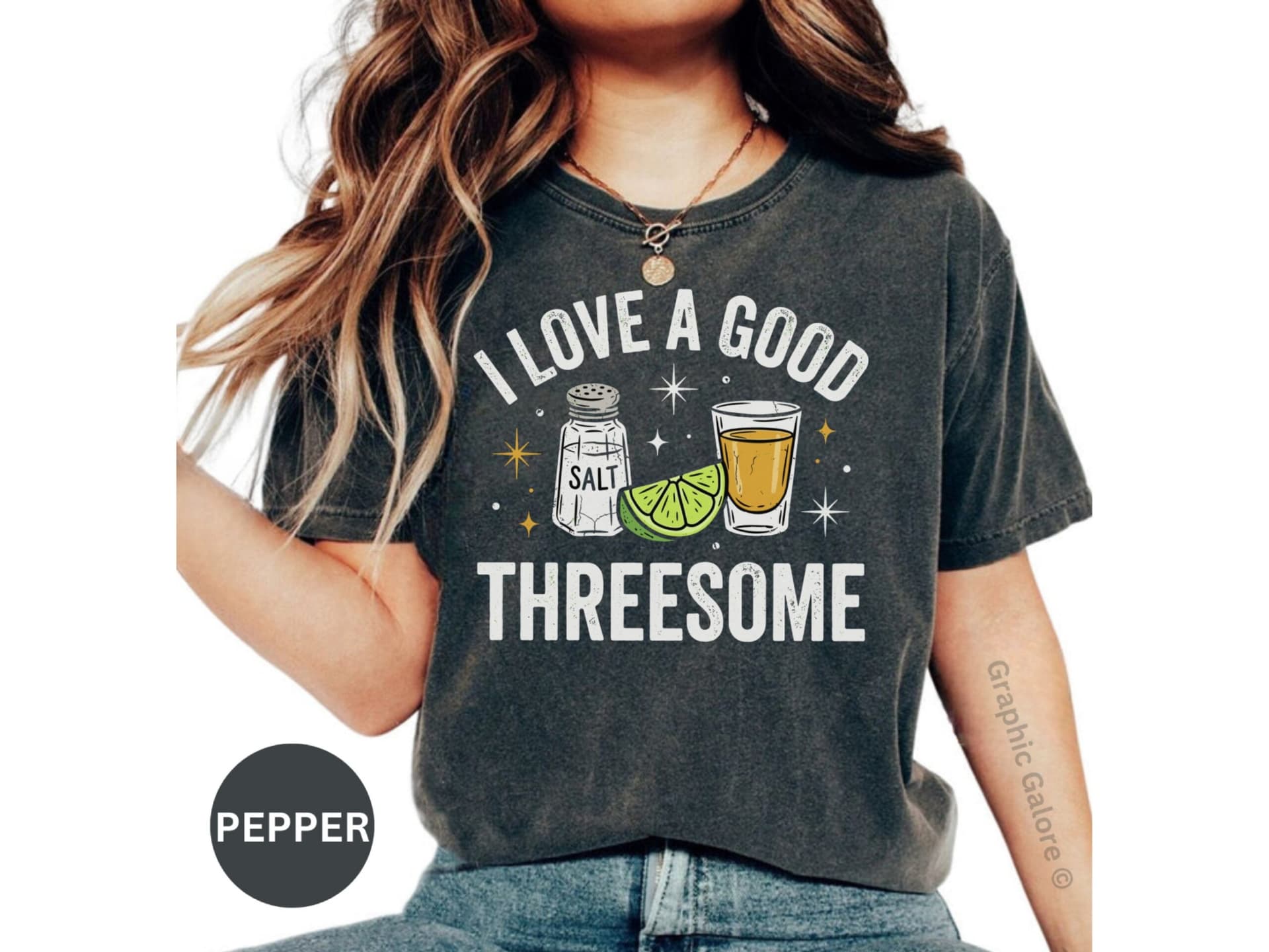 I Love A Good Threesome Tequila Shot Funny T-Shirt