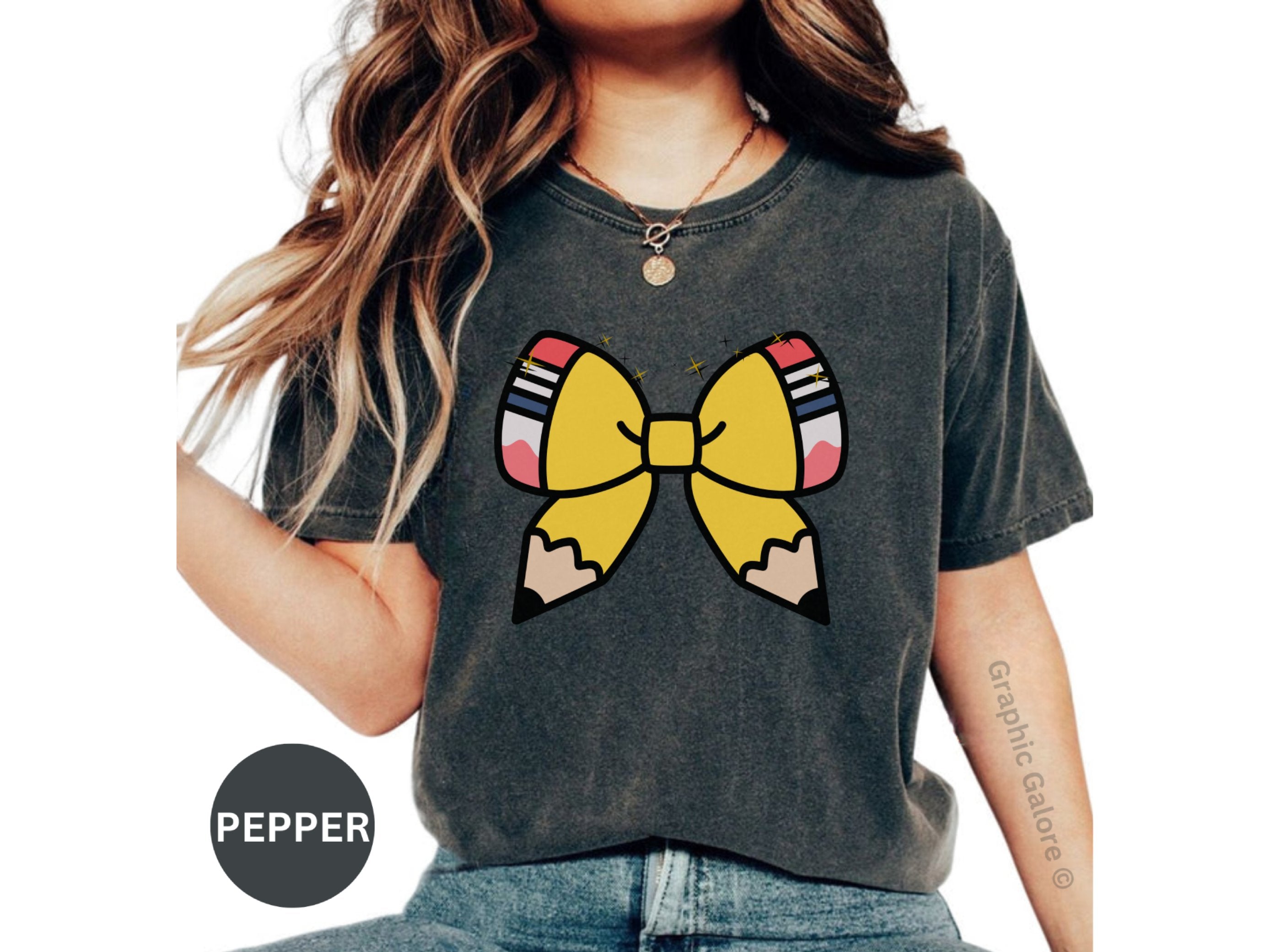 Adorable Coquette Pencil Bow T-Shirt - Perfect Back to School Gift for Teachers & Kawaii Lovers!