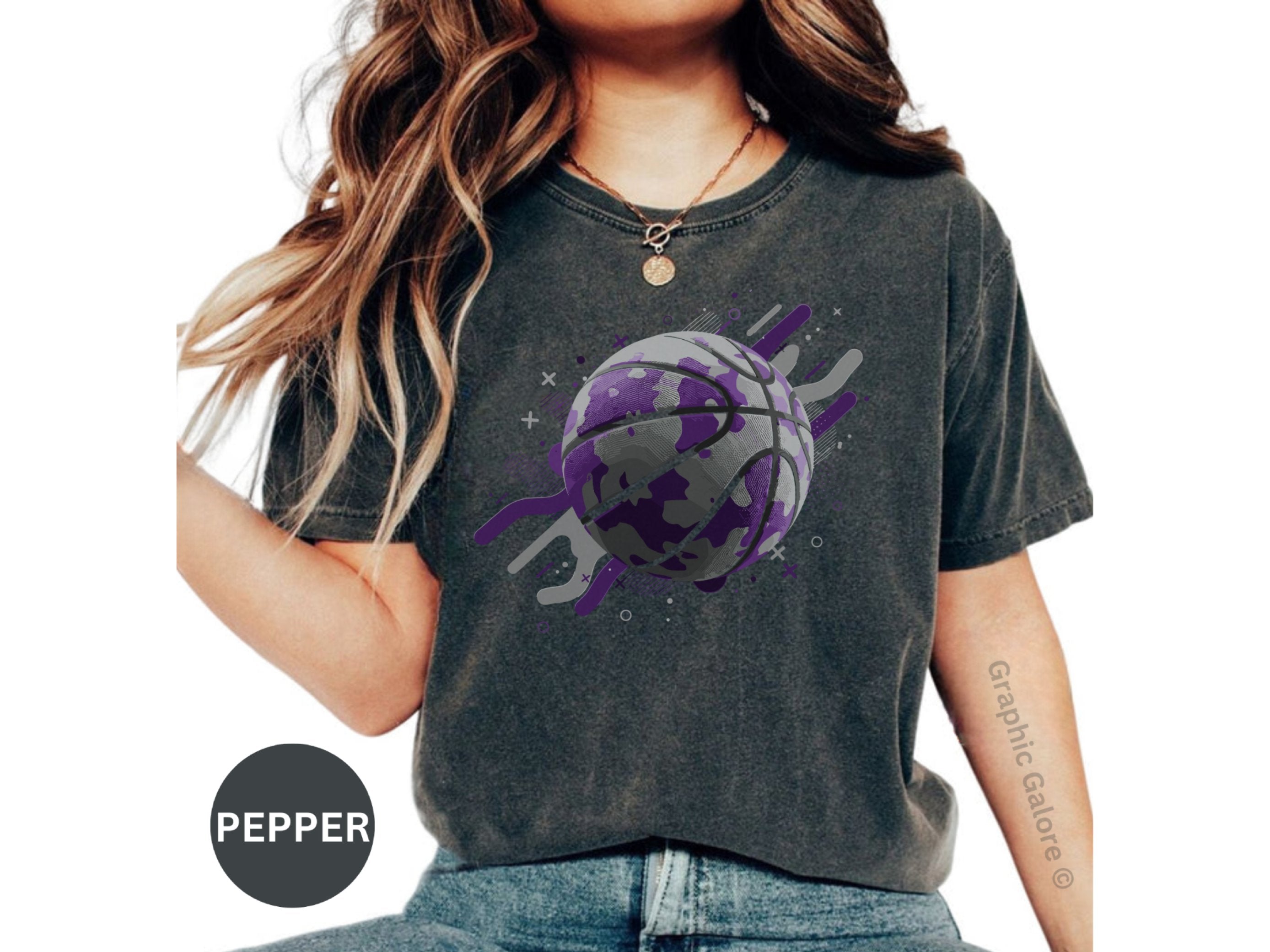 Purple Galaxy Basketball Graphic T-shirt product type