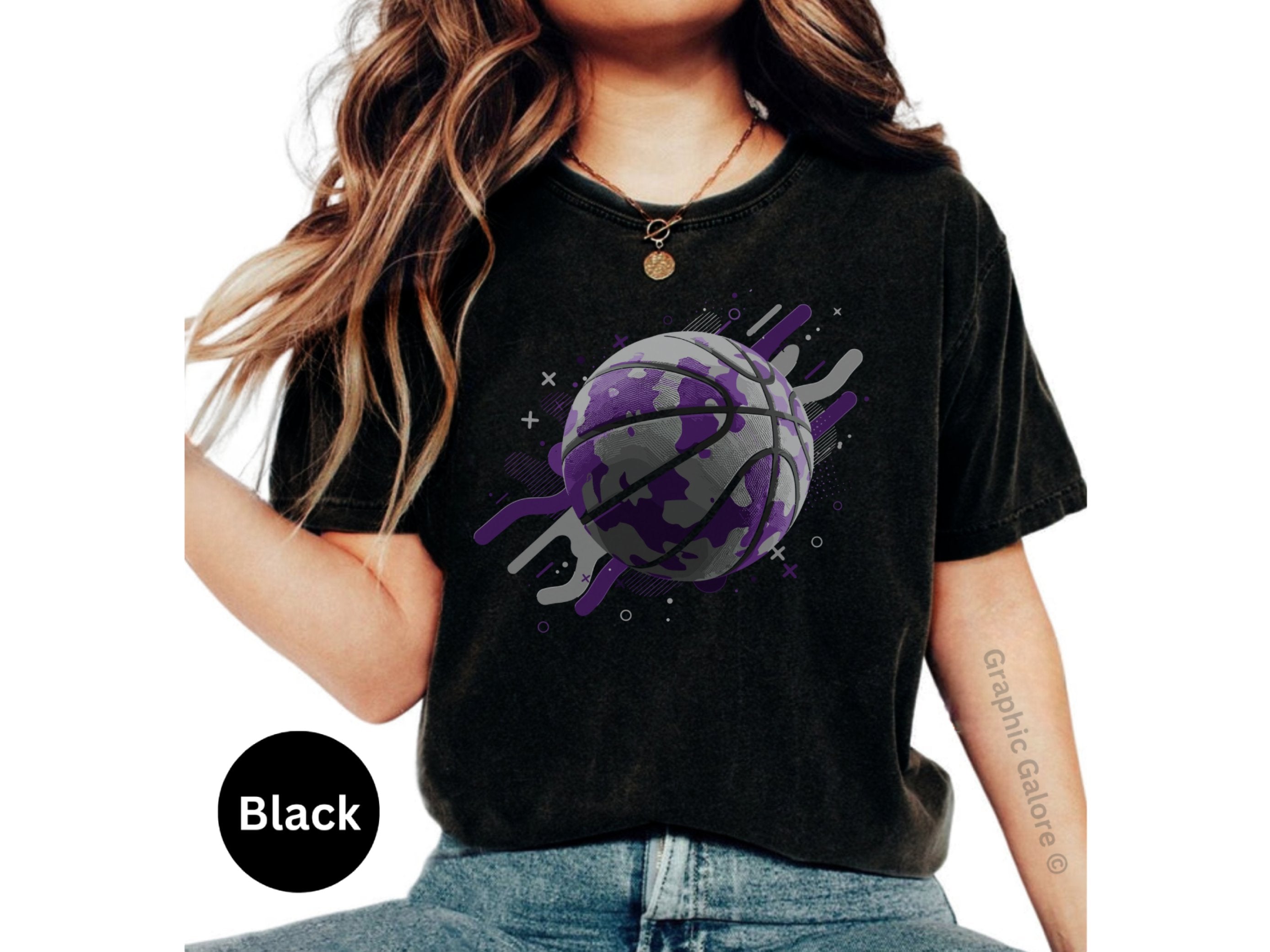 Dripping Basketball Graphic Athletic Black T-shirt product